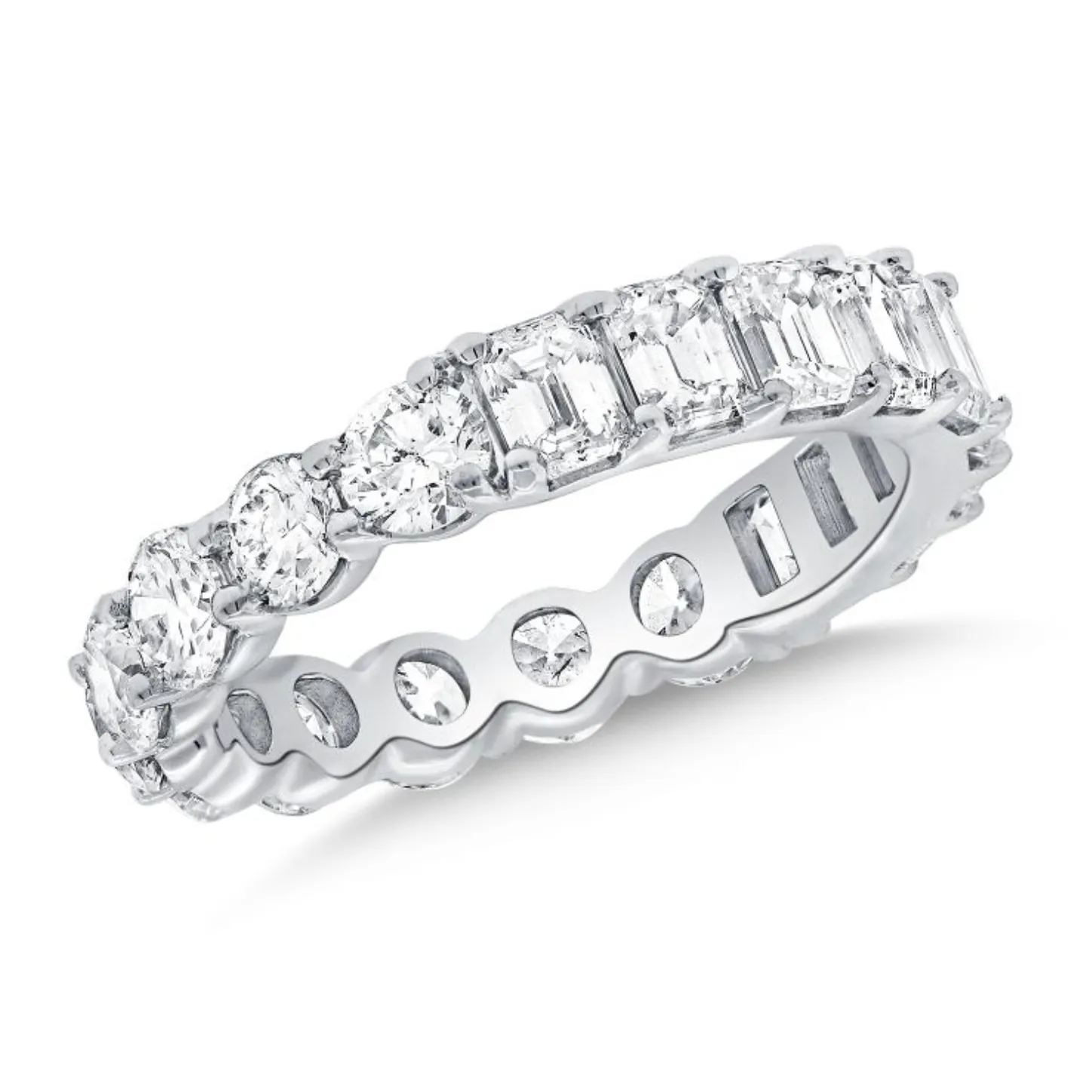 Half/Half Round and Emerald Cut Lab Diamond Eternity Ring