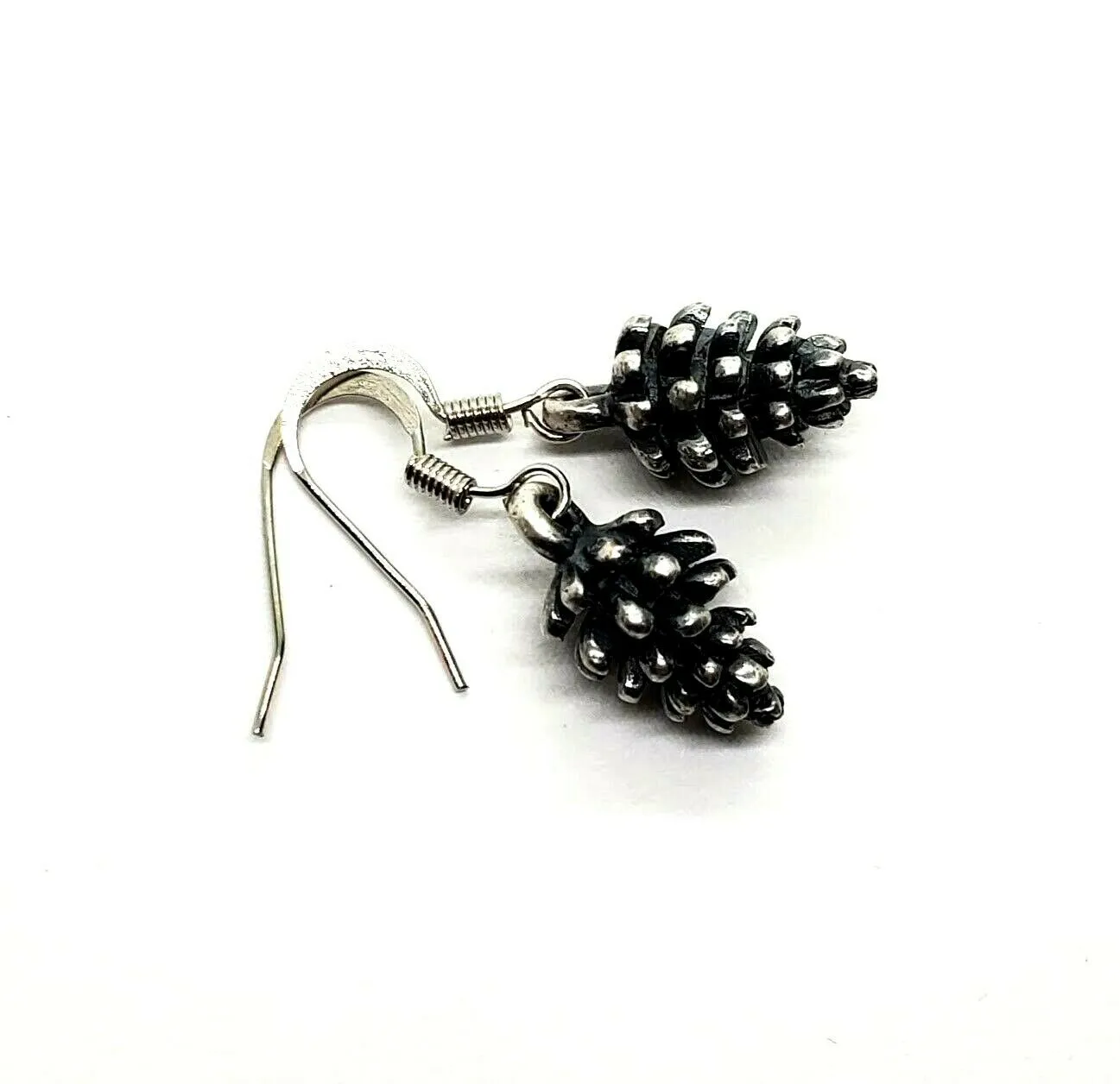 Handmade Oxidized Silver Pinecone Earrings