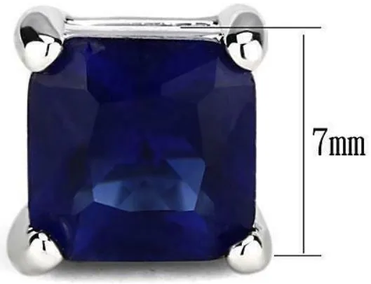 Jewellery Kingdom Ladies Sapphire Princess Cut 2 Carat Royal Silver Stud Earrings (Blue)