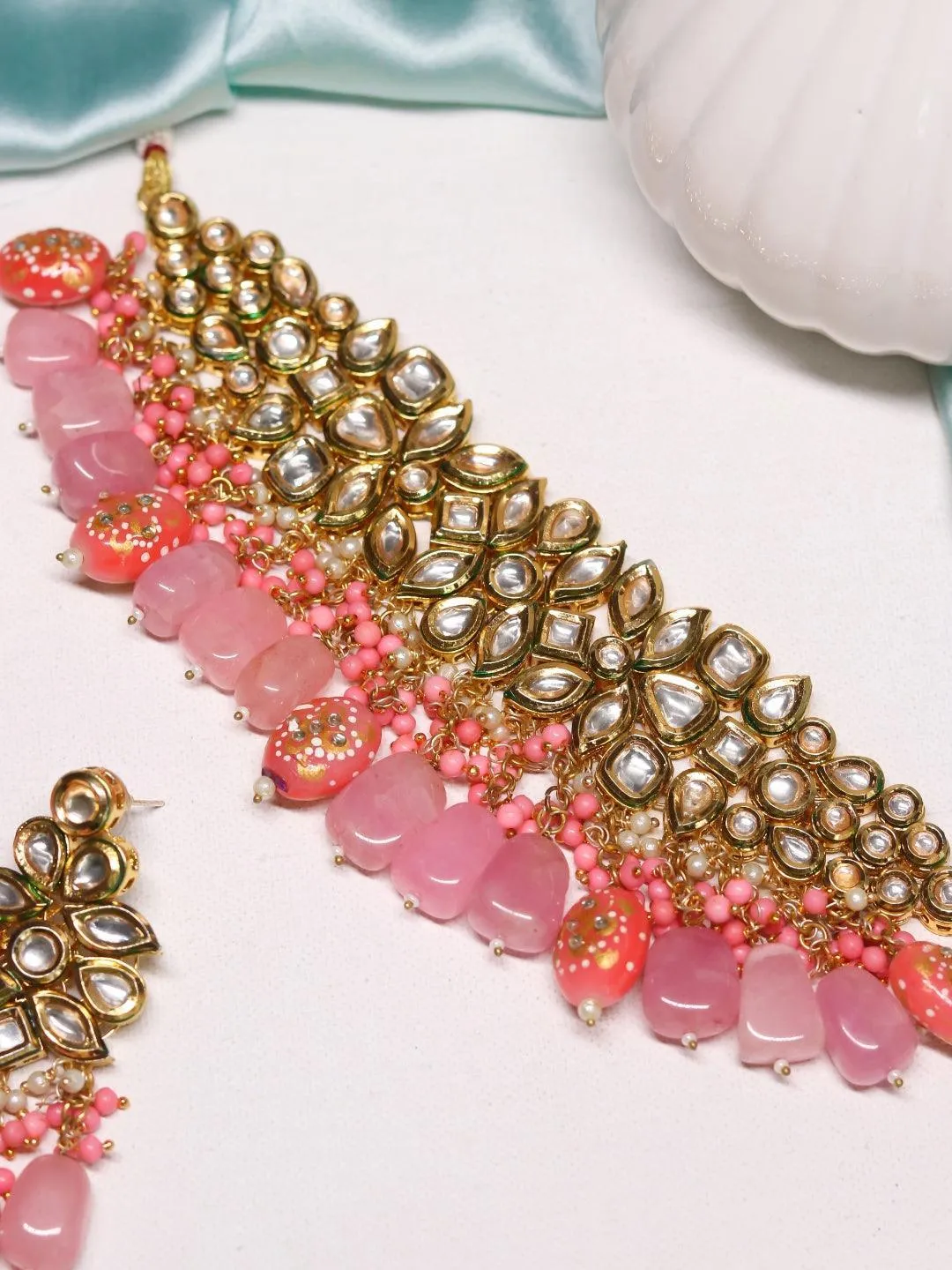 Kundan Semi Precious Choker Light Pink