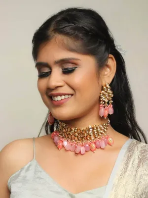 Kundan Semi Precious Choker Light Pink