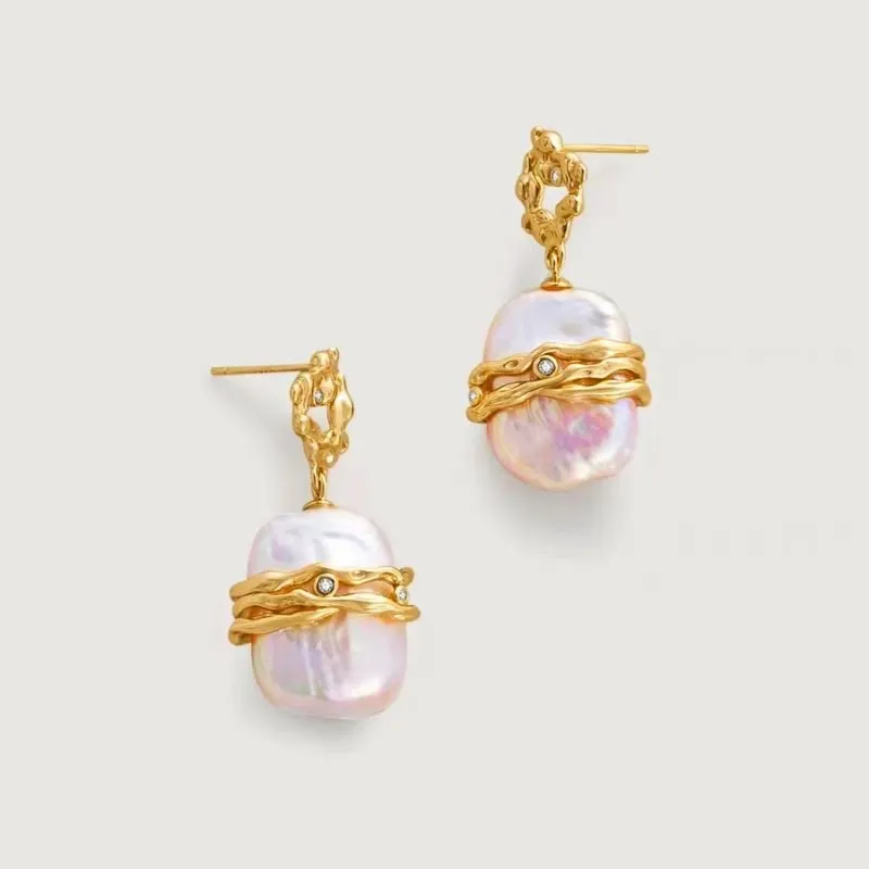 Large Baroque Pearl Drop Earrings 