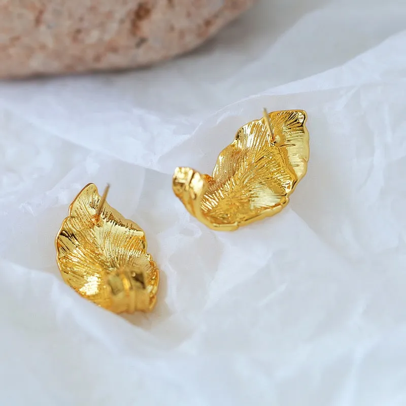 Large Gold Leaf Earrings