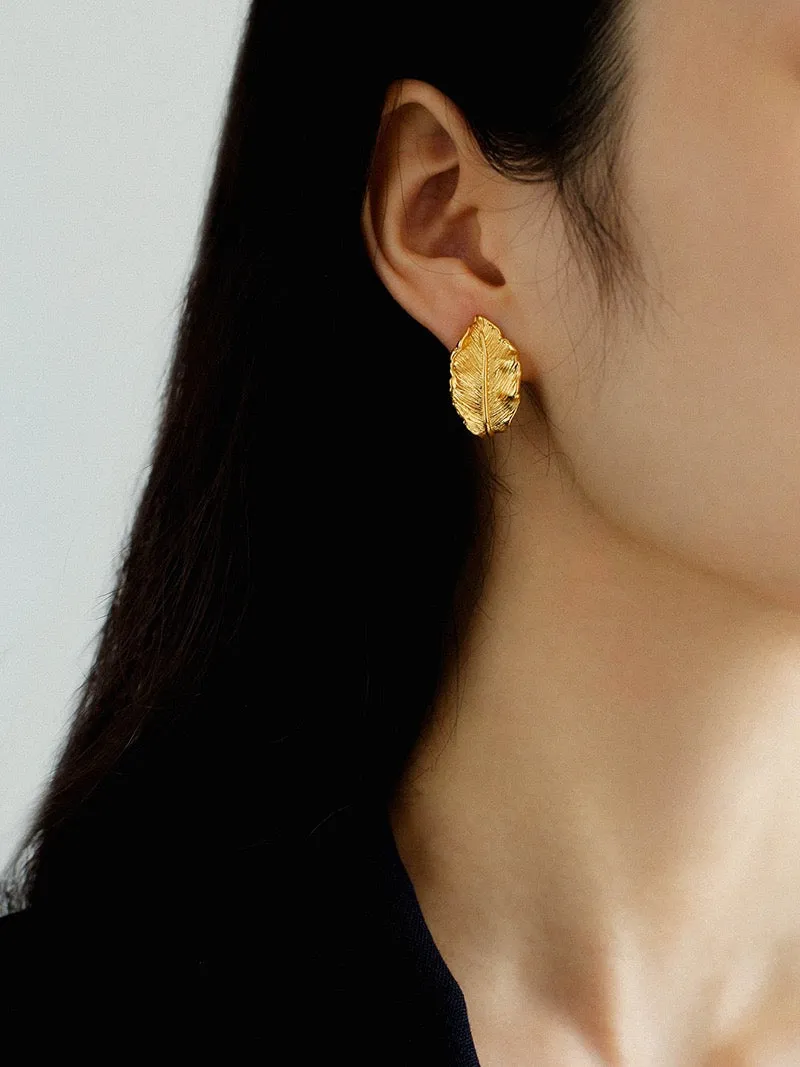 Large Gold Leaf Earrings