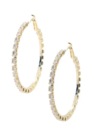 Large Gold Luster Gem Hoops