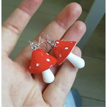 Large Mushroom Charm Earrings