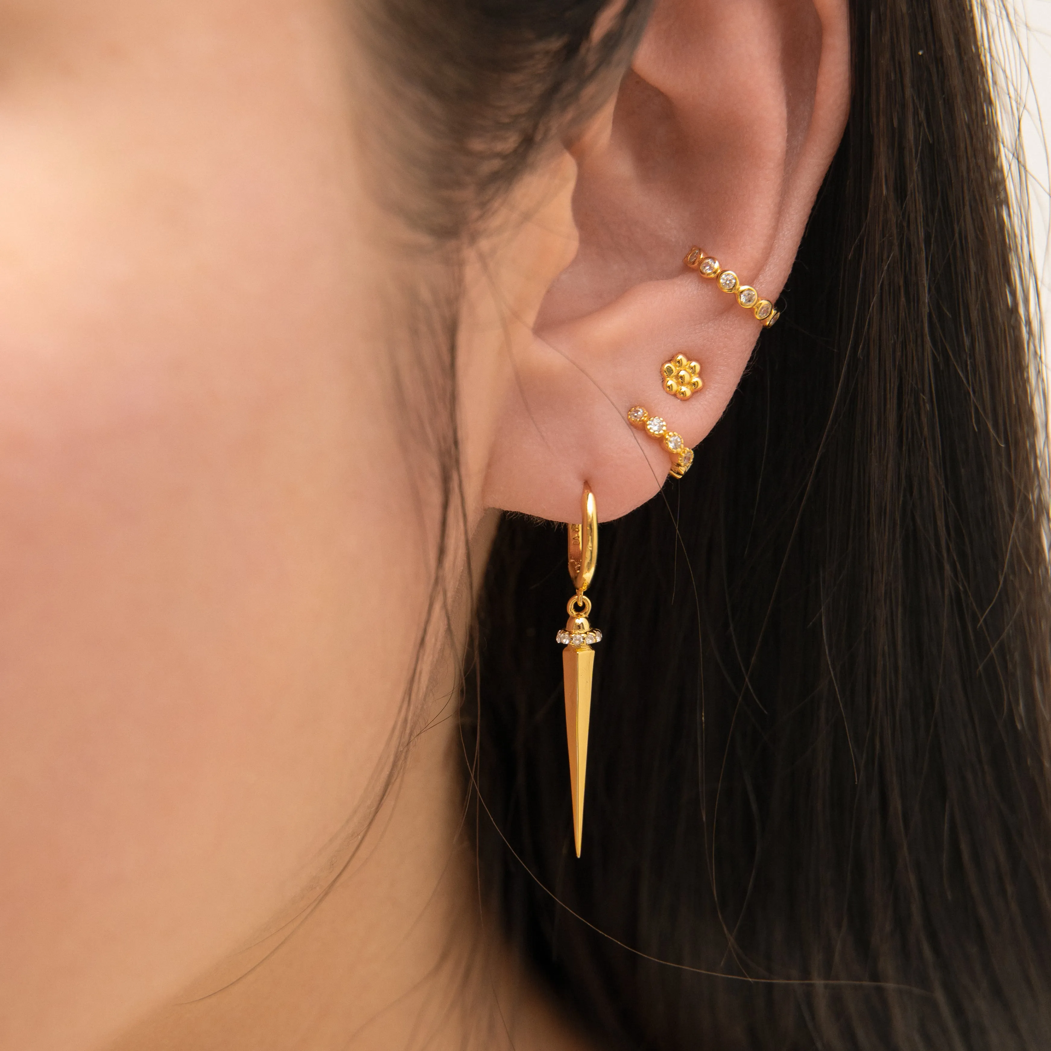 Large Spike Dangle Statement Hoop Earrings