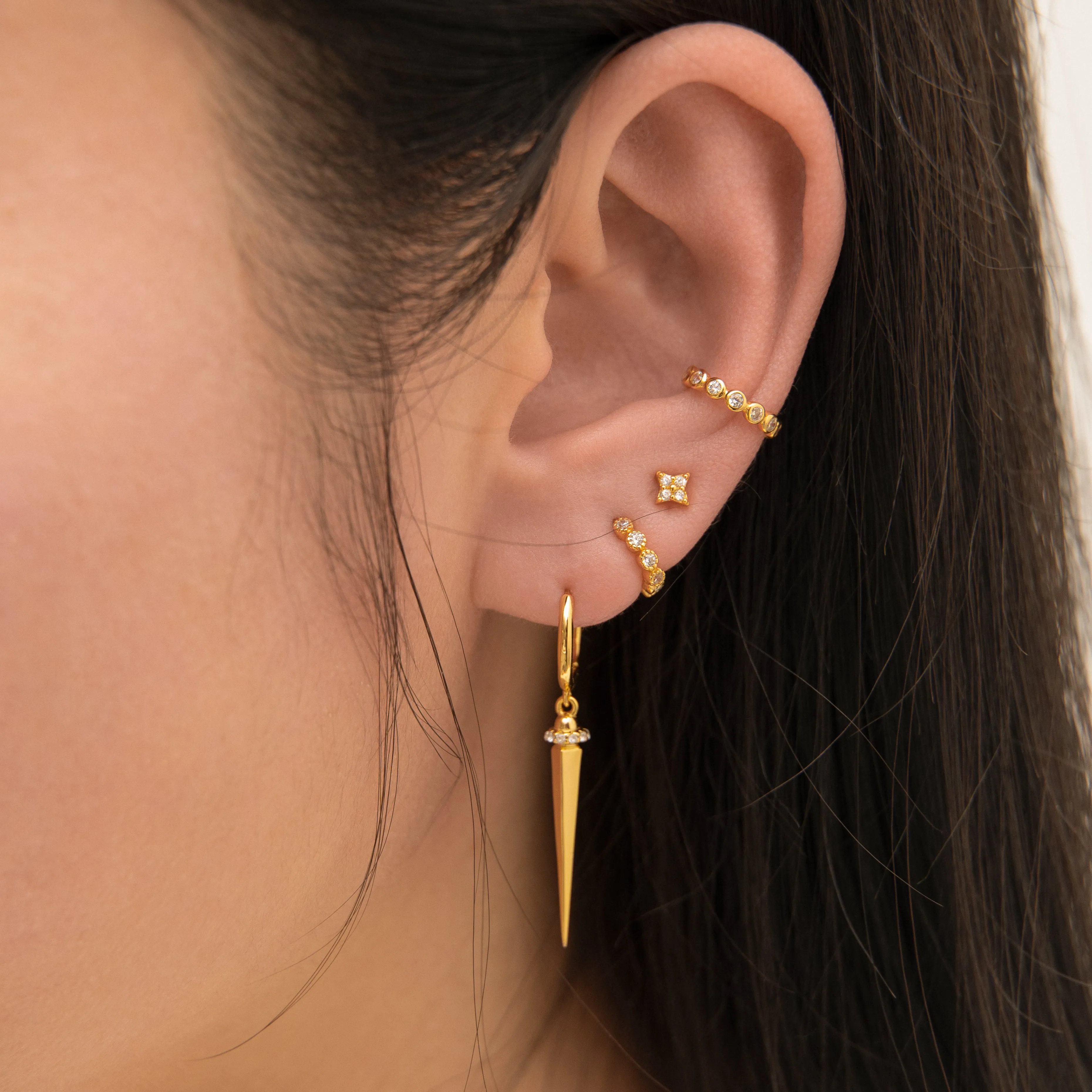 Large Spike Dangle Statement Hoop Earrings