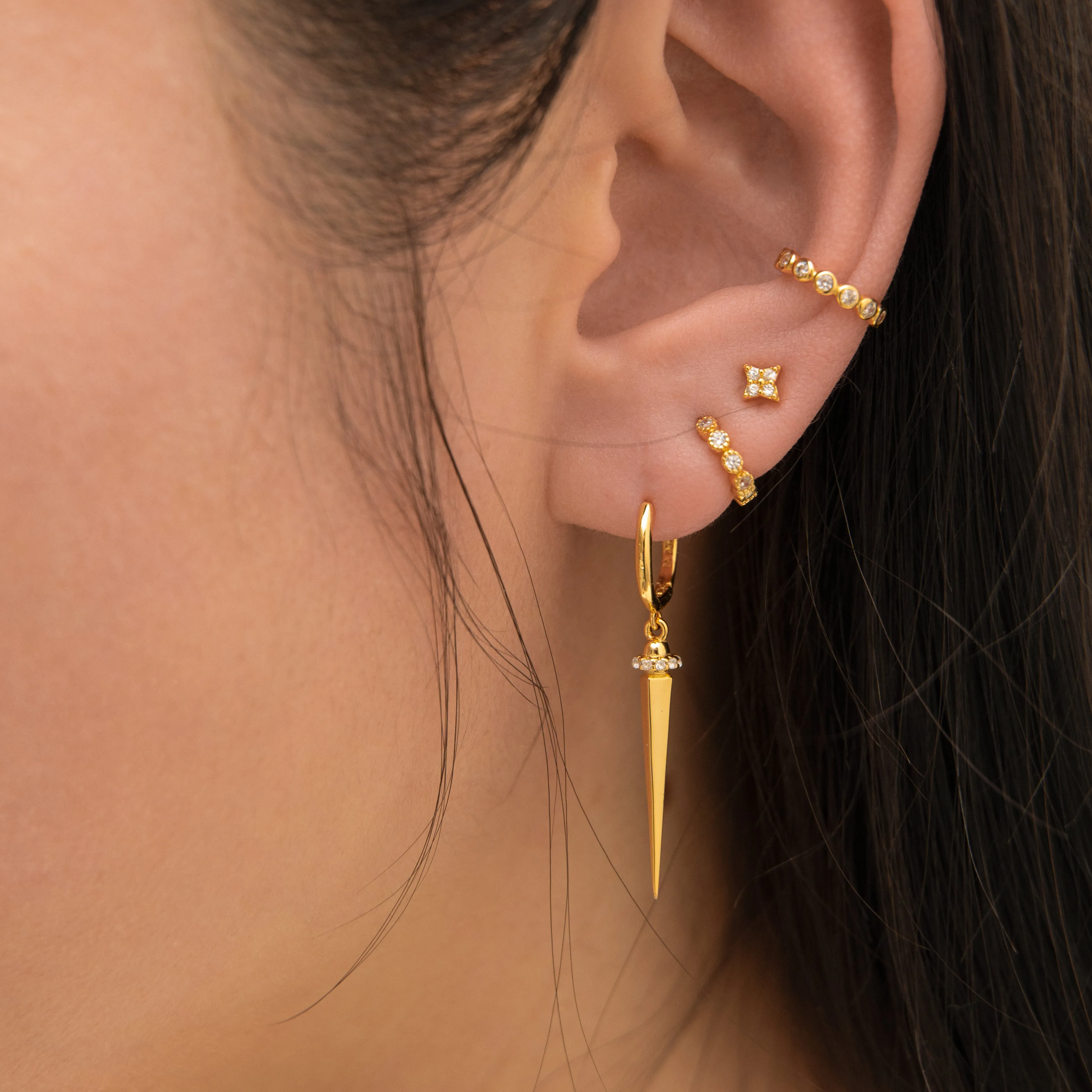 Large Spike Dangle Statement Hoop Earrings