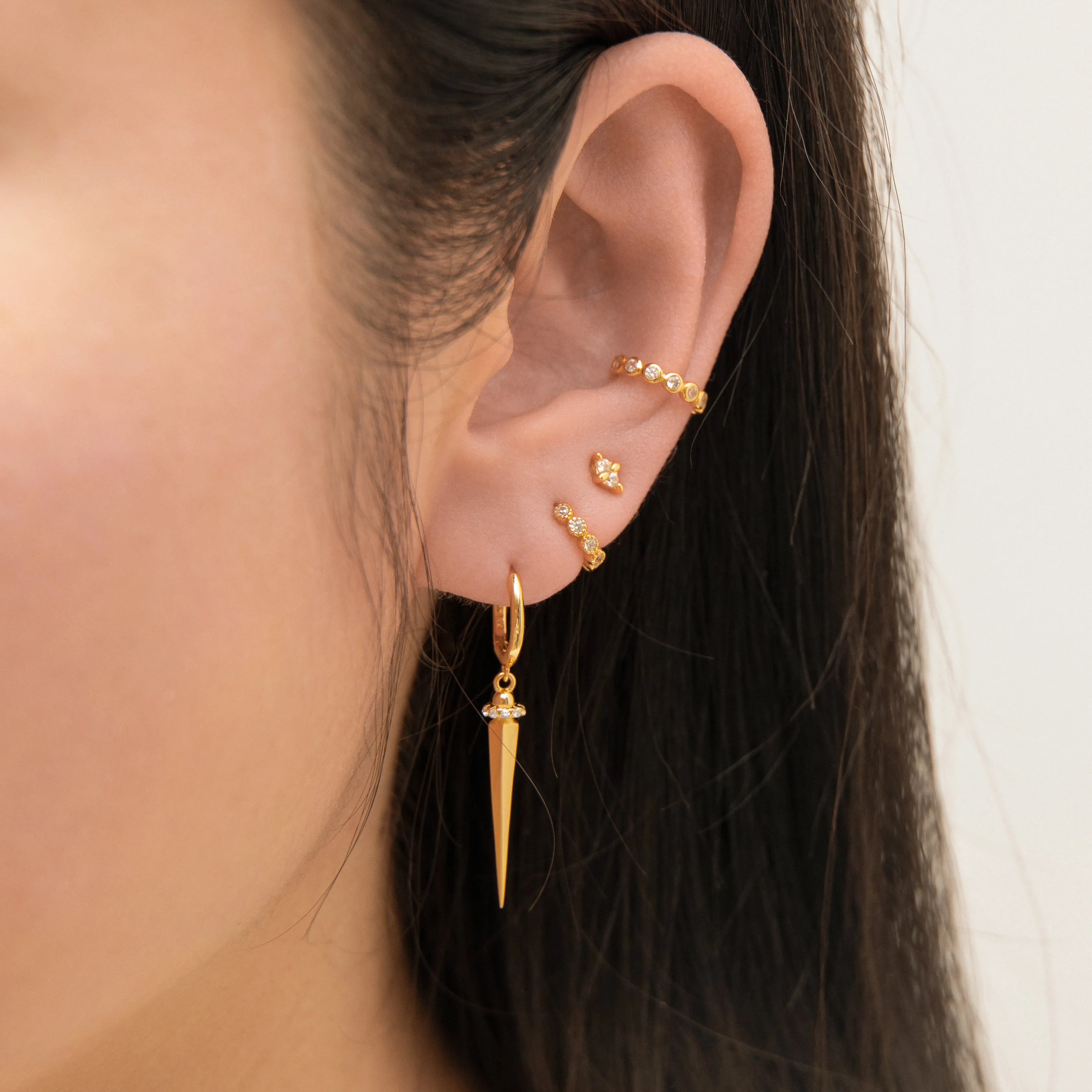 Large Spike Dangle Statement Hoop Earrings