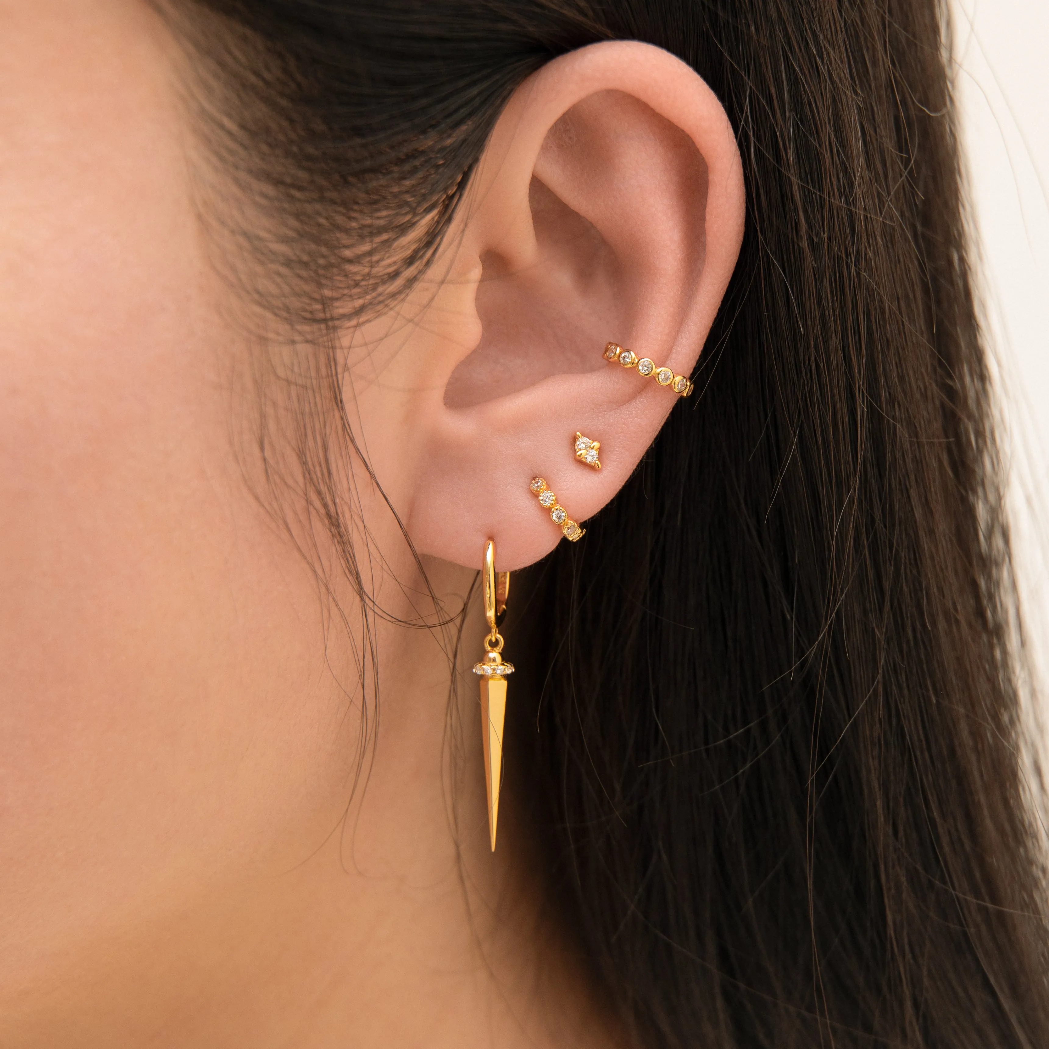 Large Spike Dangle Statement Hoop Earrings