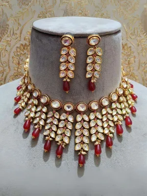 Leaf Shaped Kundan Studded Heavy Choker Necklace