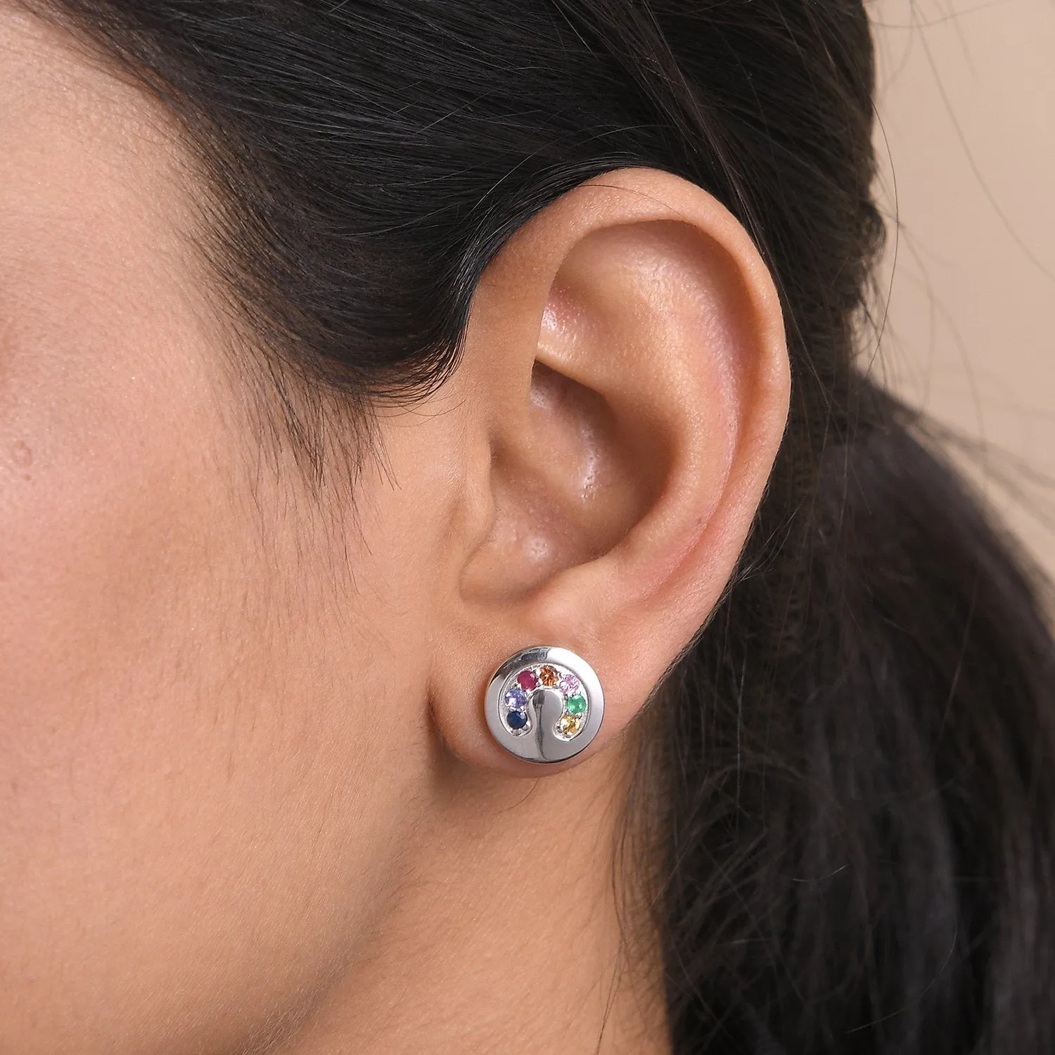 Lilian Stud Earrings with Multi Gemstones