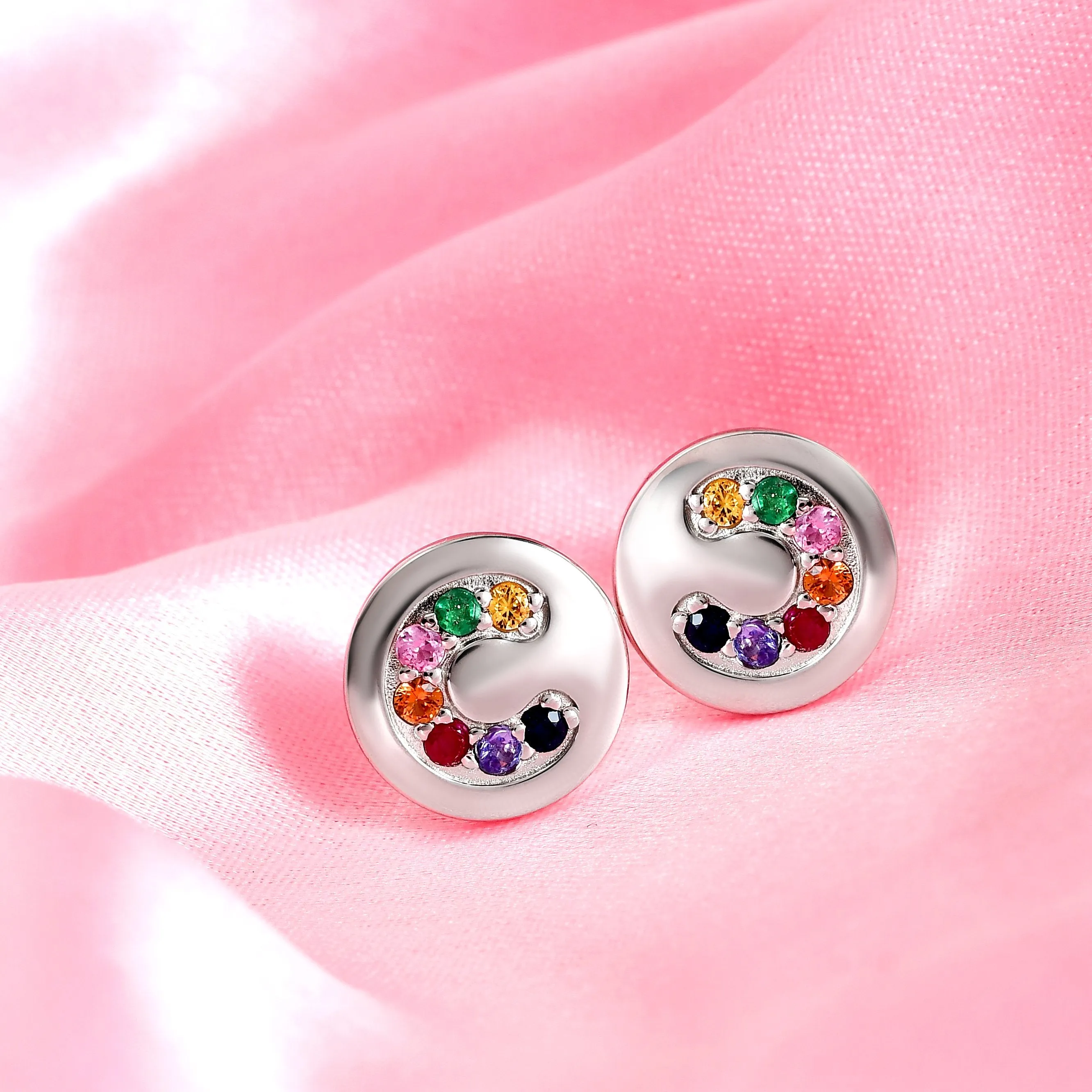 Lilian Stud Earrings with Multi Gemstones