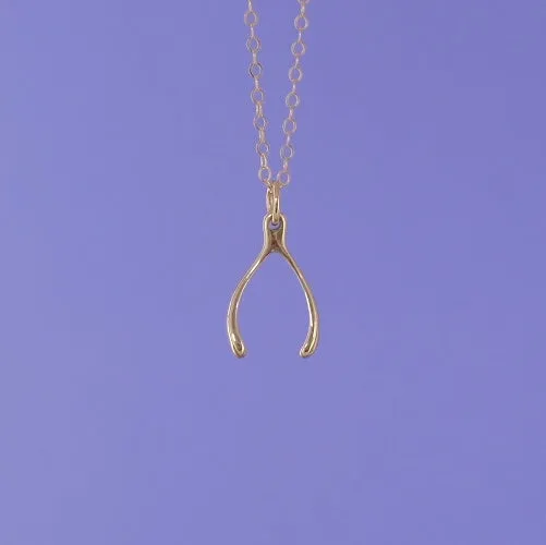 Mini Charming Necklace - Golden Wishbone