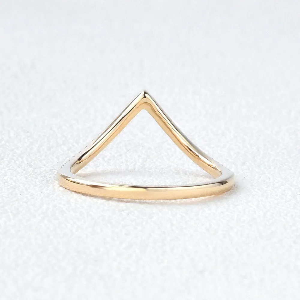 Minimalist Chevron Moissanite Stacking Band