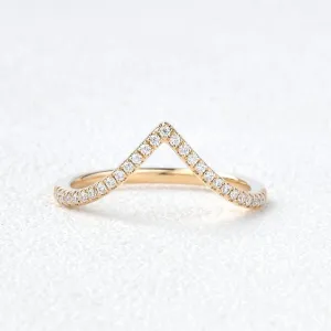 Minimalist Chevron Moissanite Stacking Band