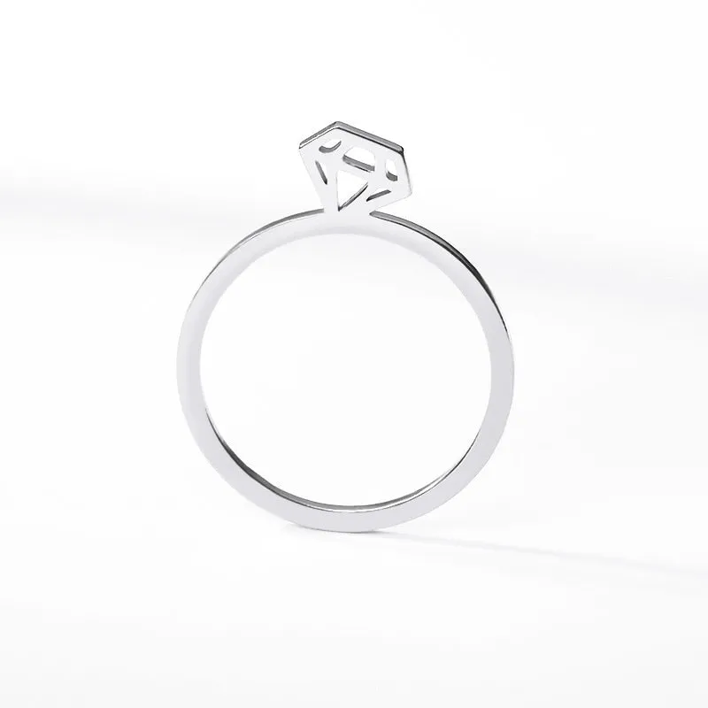 Minimalist Diamante Ring Stainless Steel Origami