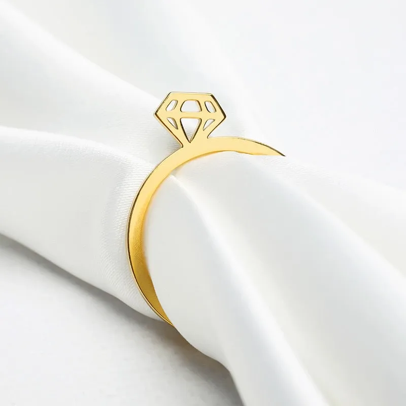 Minimalist Diamante Ring Stainless Steel Origami