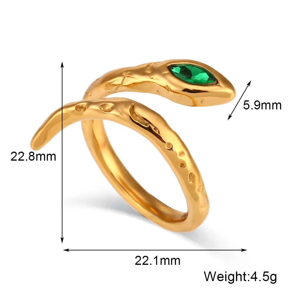 Minimalist Fashion Snake Geometric Stainless Steel 18K Gold Plated Rings