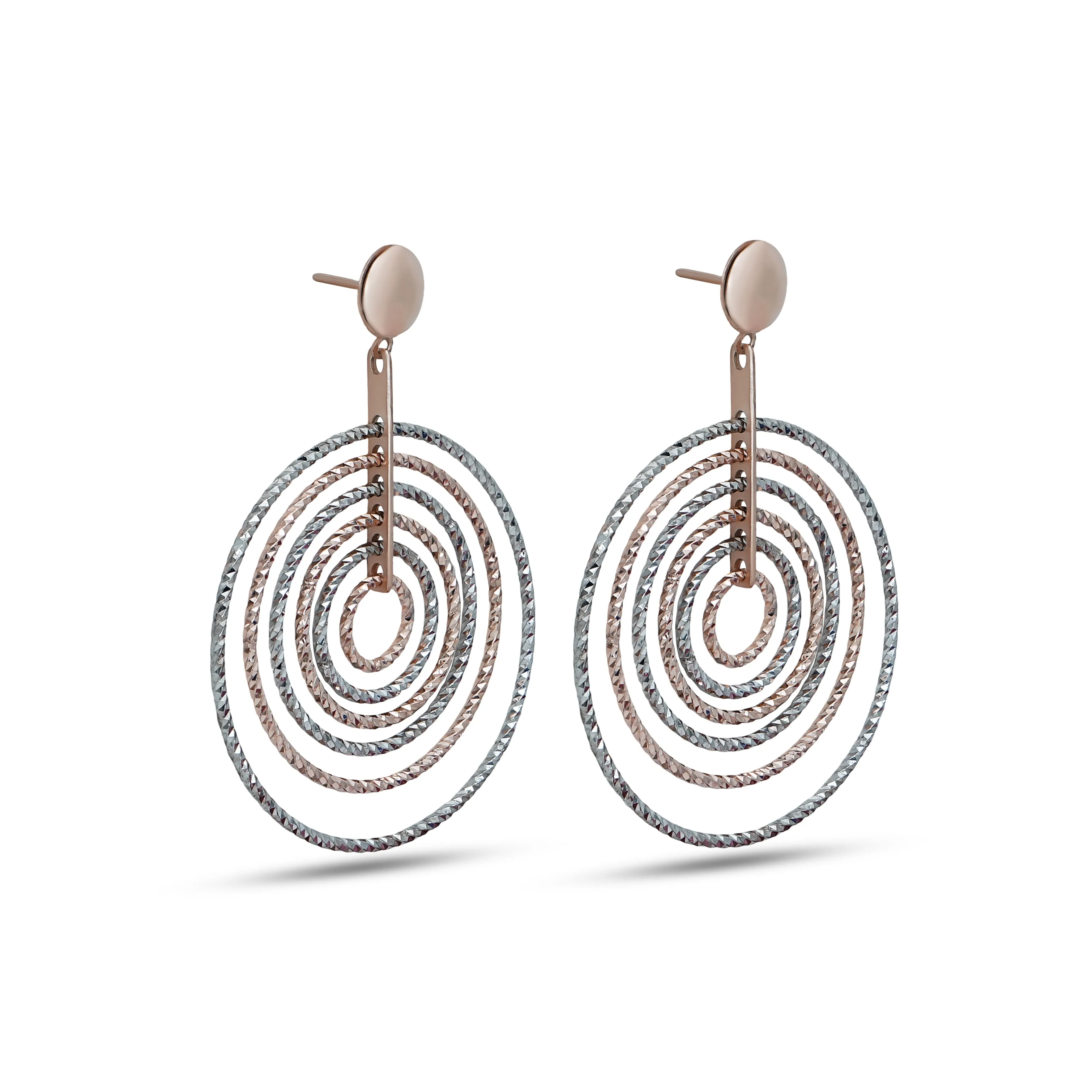 Minimalist Multi-Ring Silver Drop Earrings