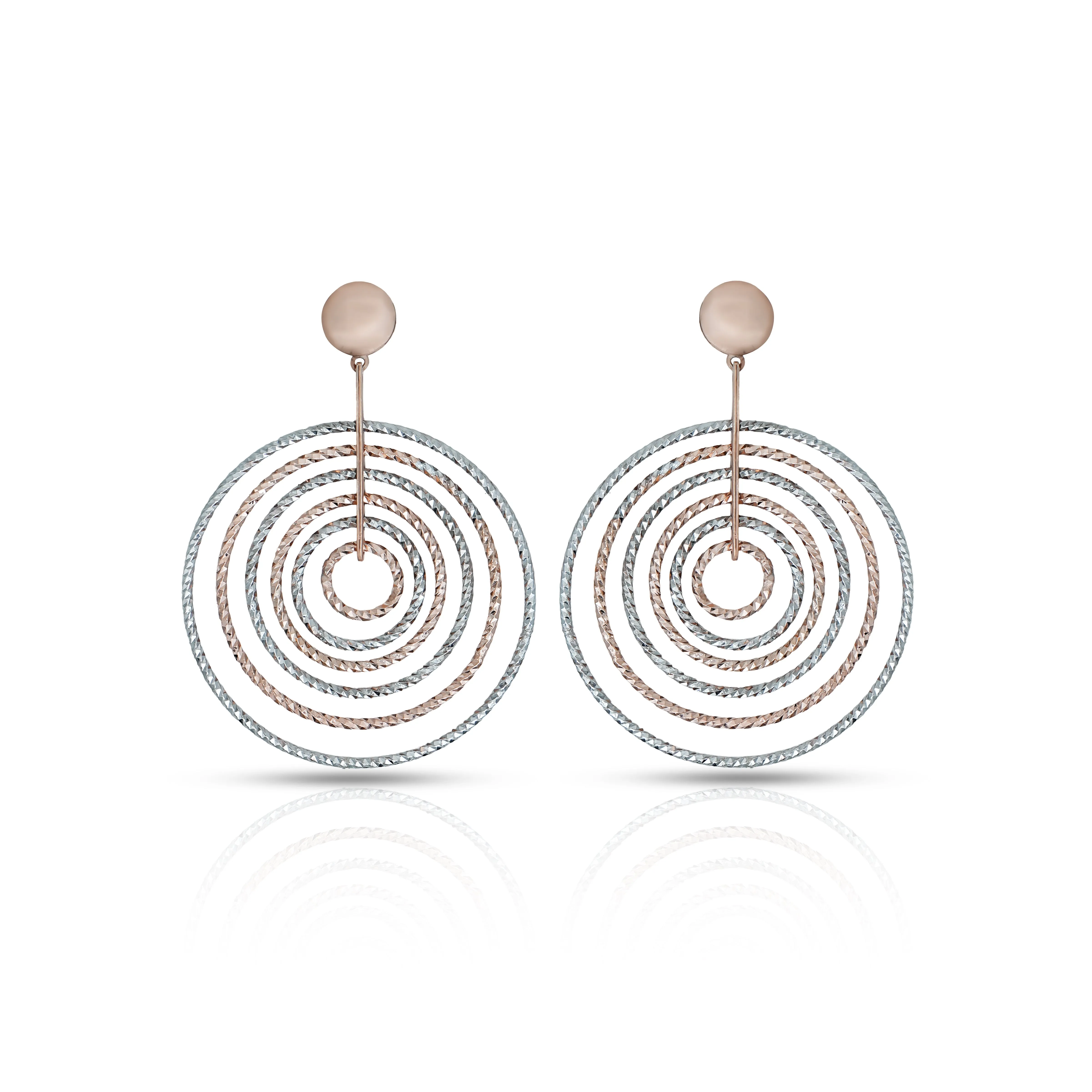 Minimalist Multi-Ring Silver Drop Earrings