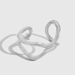 Minimalist Wave Double Band Adjustable Ring