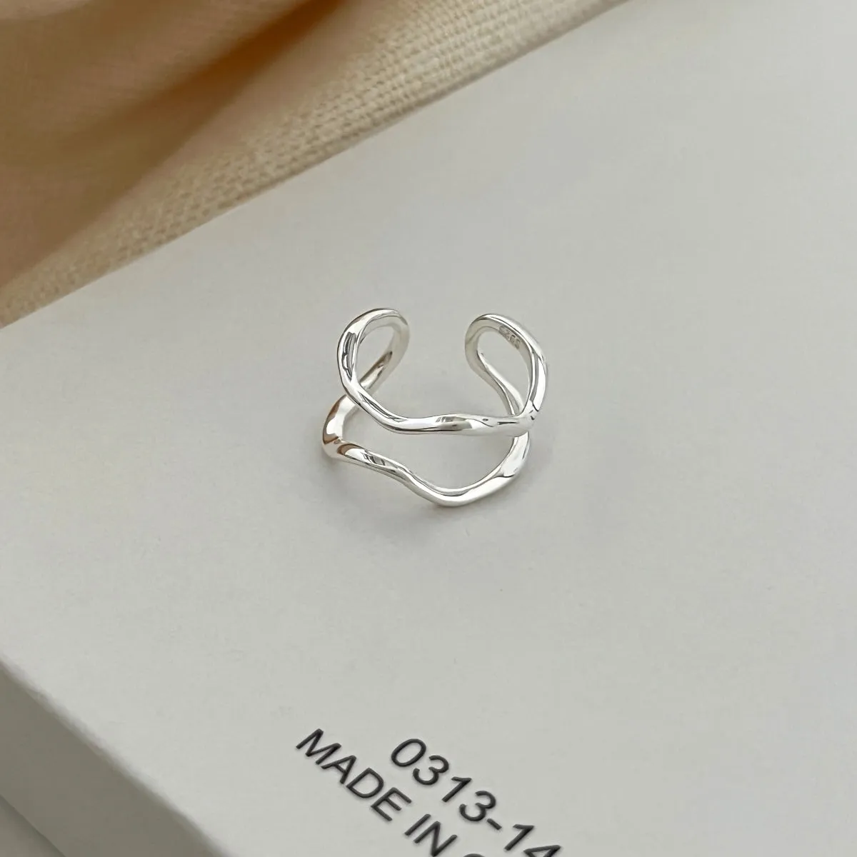 Minimalist Wave Double Band Adjustable Ring