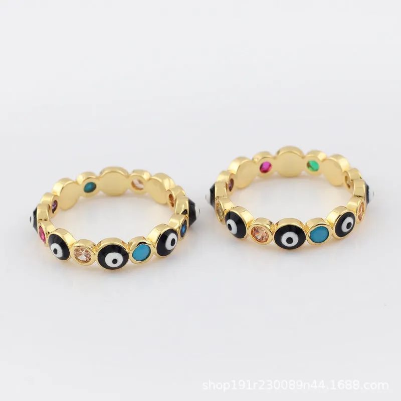 Minimalist Women Diamond Metal Mixed Color Geometric Zircon Inlay Rings