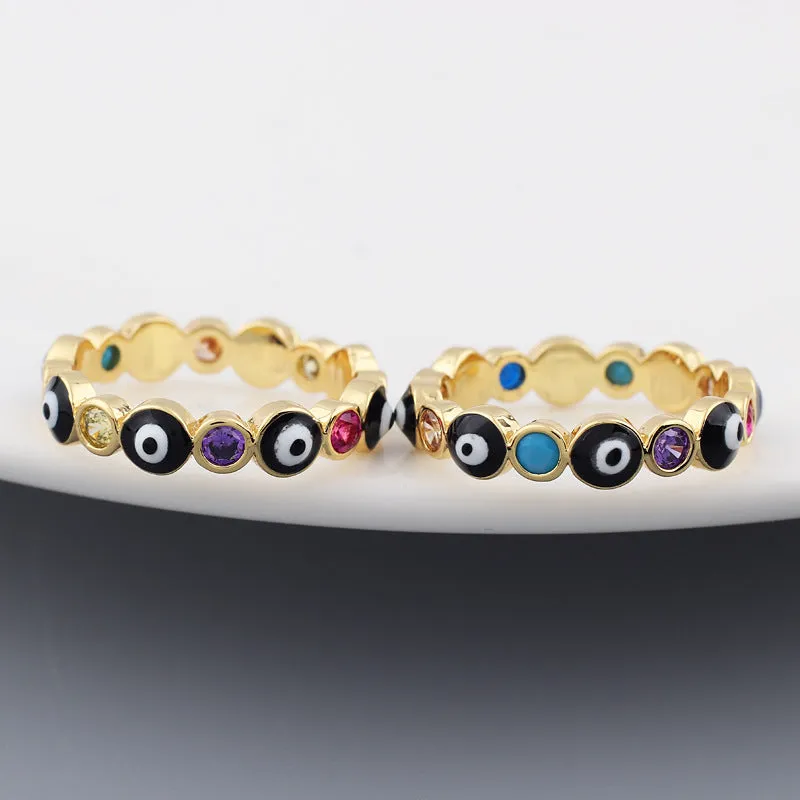 Minimalist Women Diamond Metal Mixed Color Geometric Zircon Inlay Rings