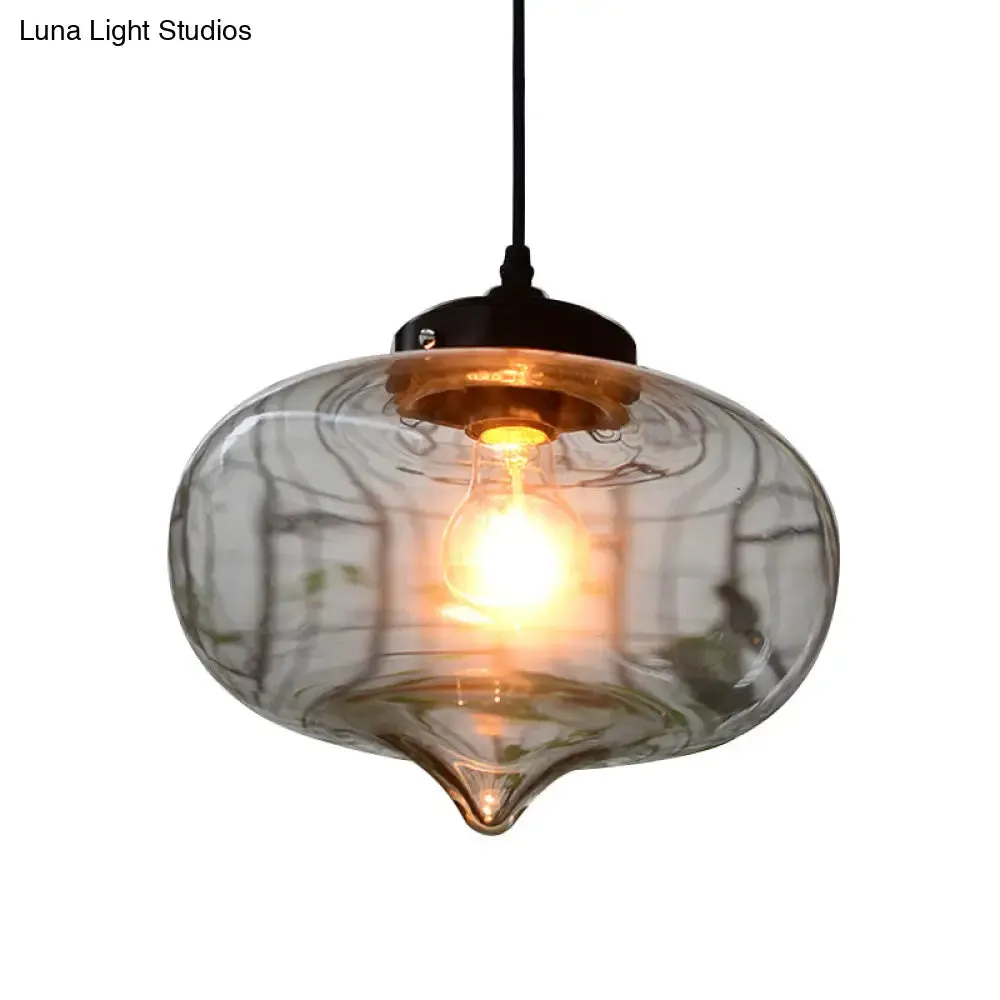 Modern Blown Glass Pendant Light for Restaurants - Single Bulb Fixture with Simple Shades