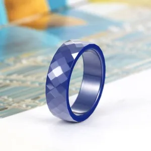 Multi-faceted Blue Ceramic Wedding Band