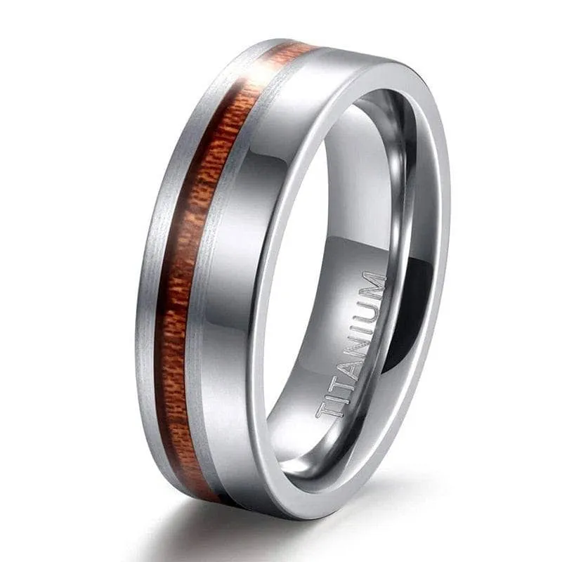 Nature Wood Titanium Men's Wedding Band