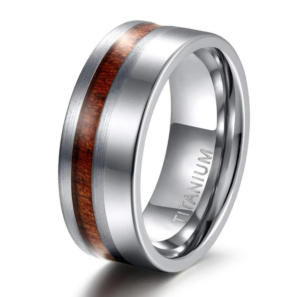 Nature Wood Titanium Men's Wedding Band