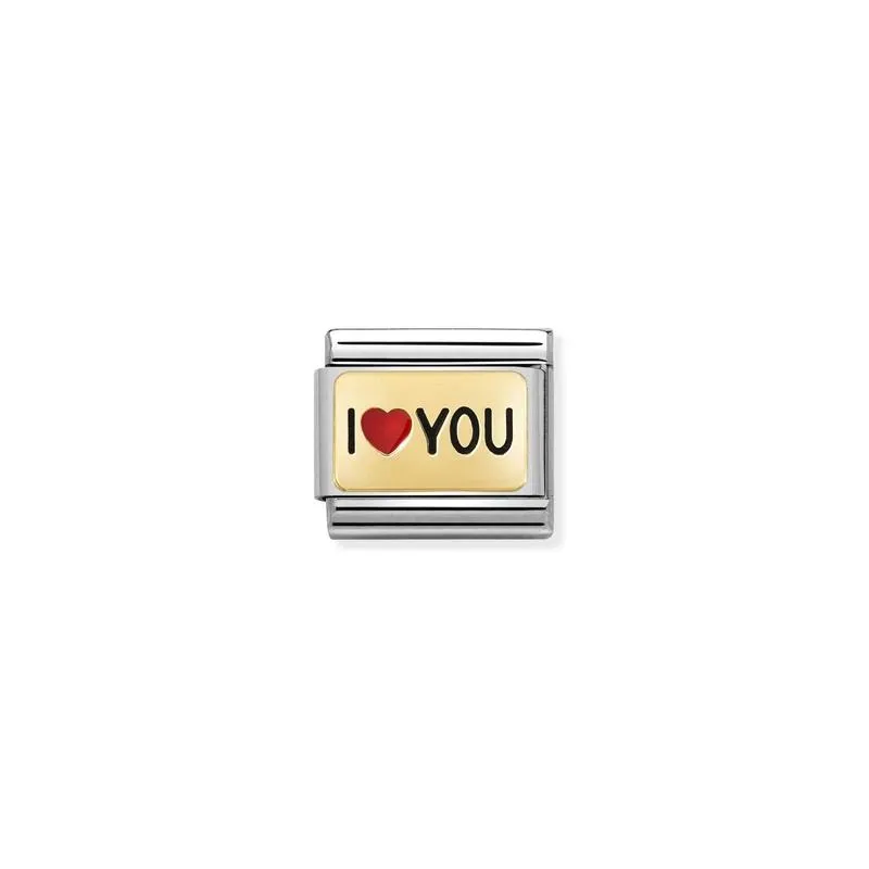 Nomination Composable Link I Heart You, 18K Gold & Enamel