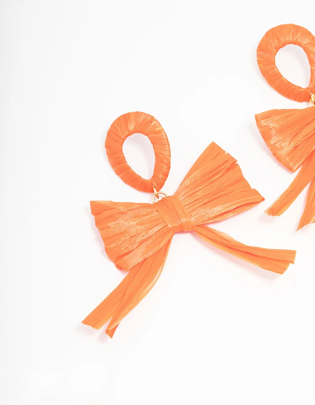 Orange Large Bow Stud Drop Earrings