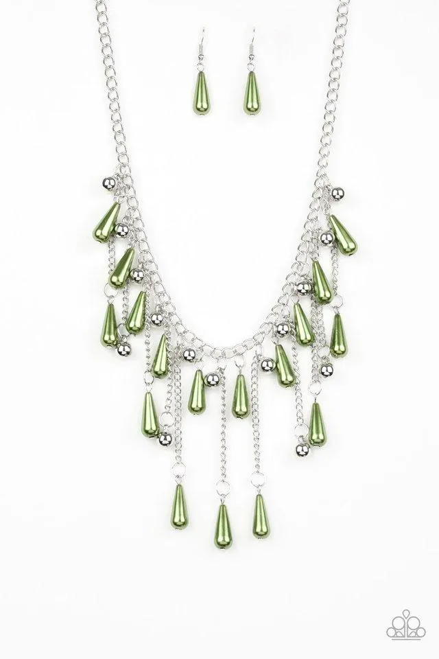 Paparazzi Necklace ~ Fleur de Fringe - Green