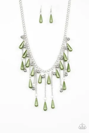 Paparazzi Necklace ~ Fleur de Fringe - Green