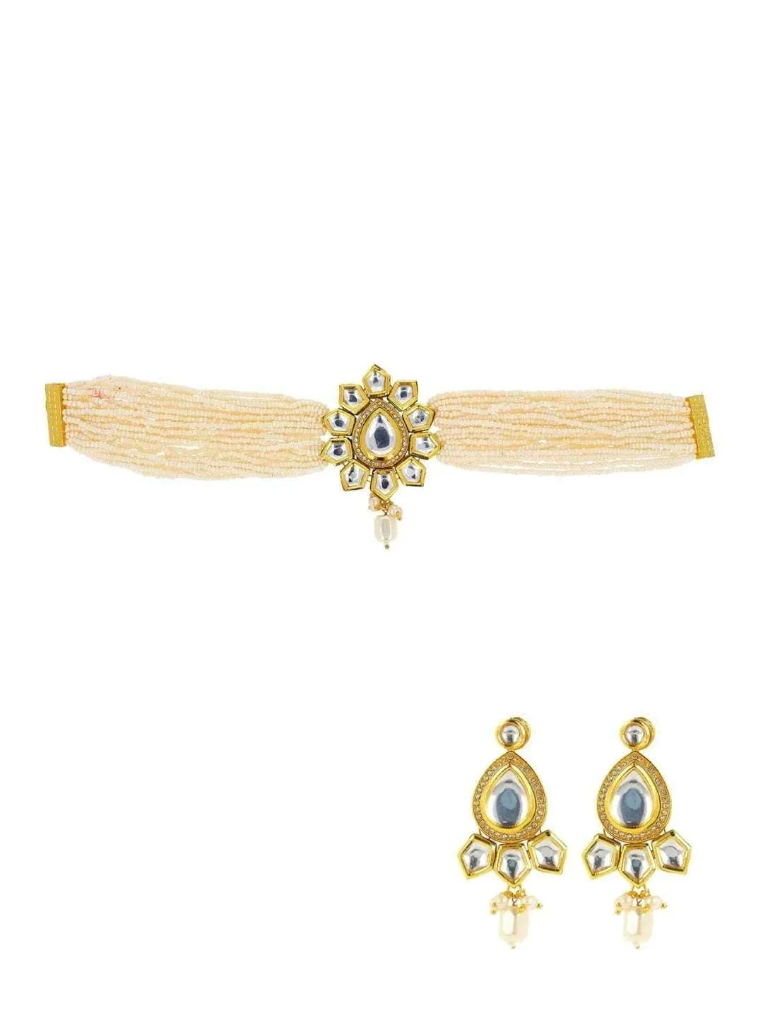 Pearl Kundan Choker Necklace Set