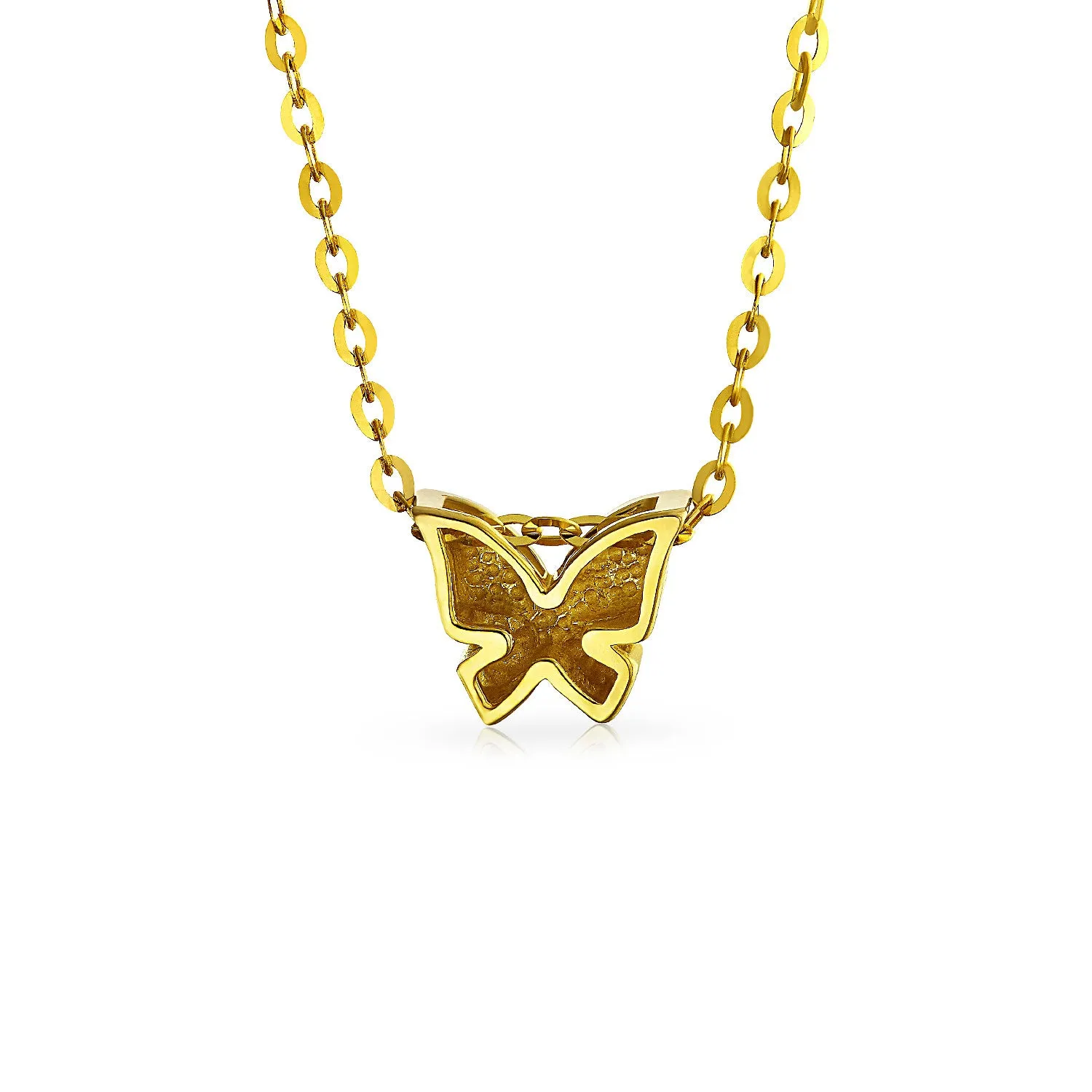 Petite 14K Yellow Gold Butterfly Pendant Necklace for Teens