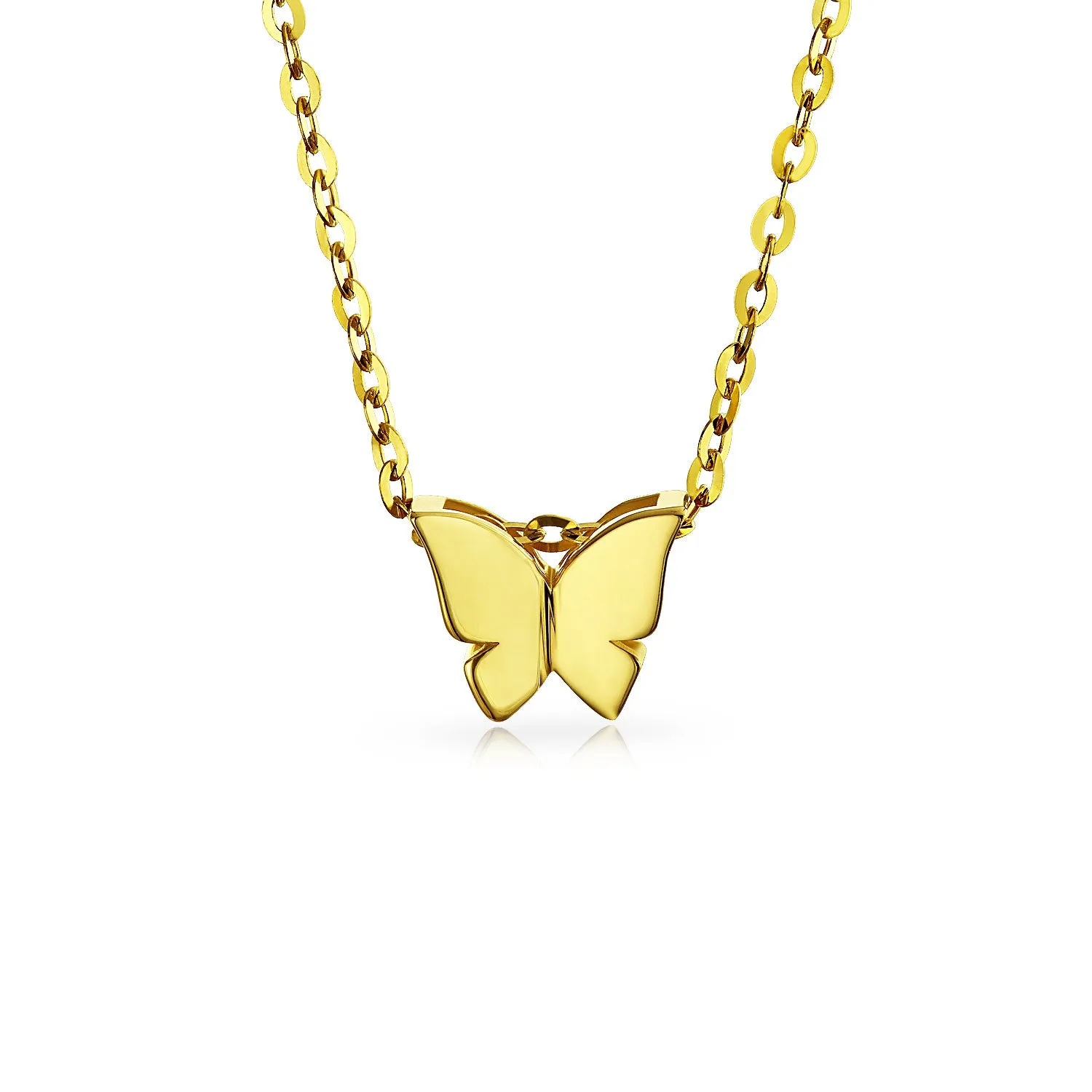 Petite 14K Yellow Gold Butterfly Pendant Necklace for Teens