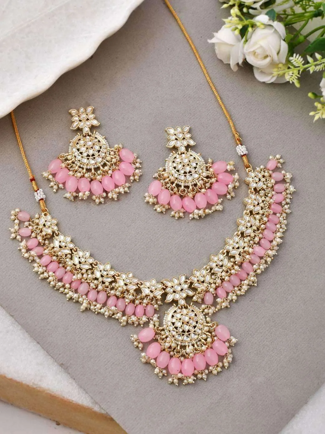 Prestigous Basra Cheed Bead Set Pink