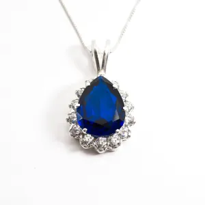 Princess Diana Necklace - Blue Sapphire Pendant - Blue Bridal Necklace