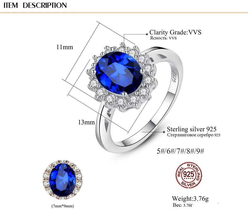 Princess Sapphire Gemstone 925 Sterling Ring