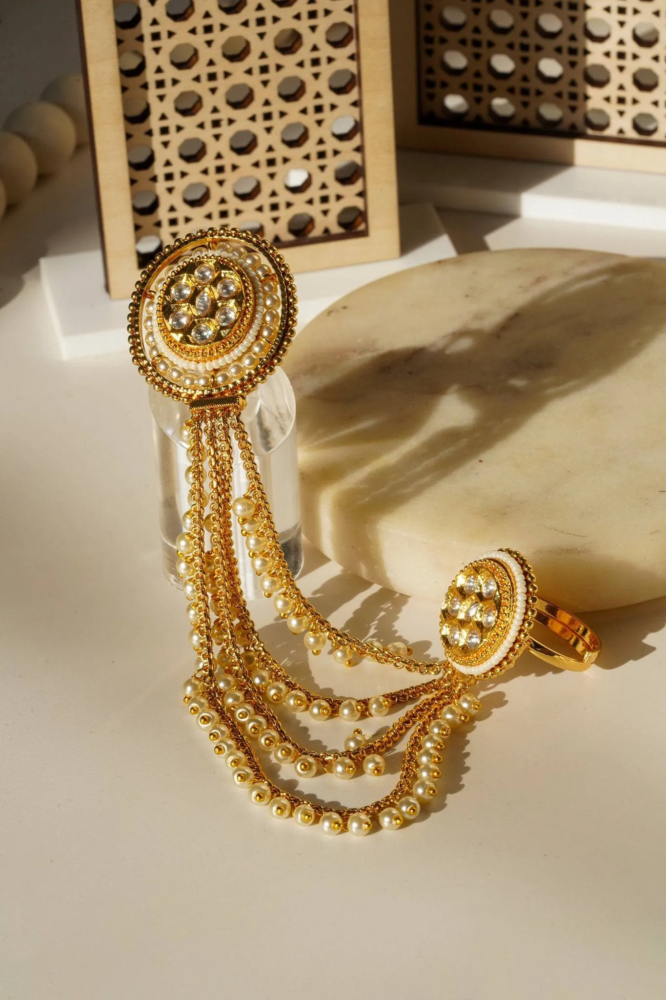 Renu- Chain Linked Double Kundan Ring