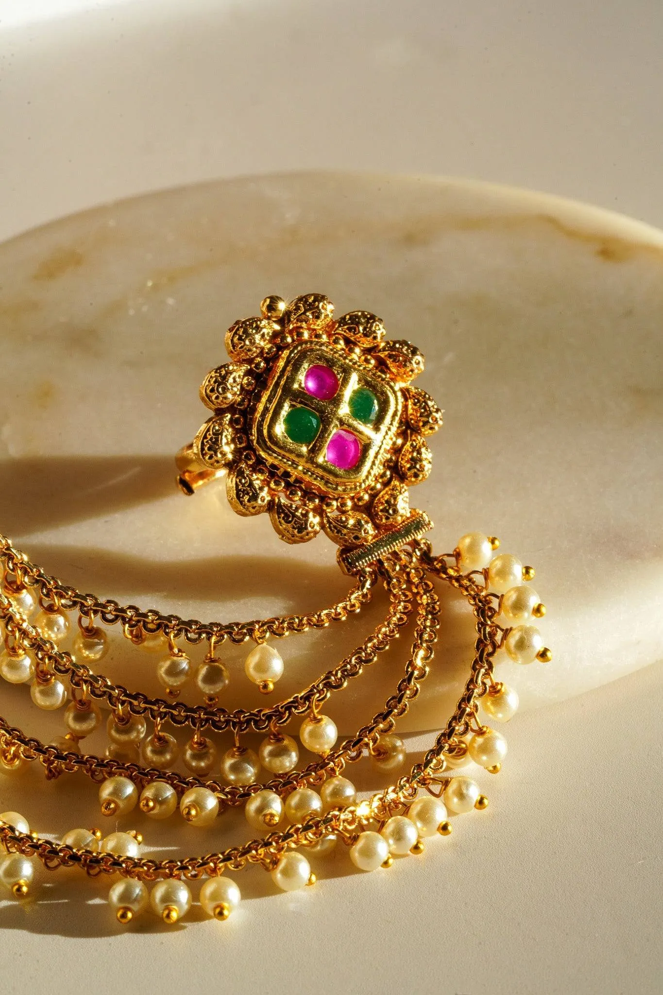 Renu- Chain Linked Double Kundan Ring