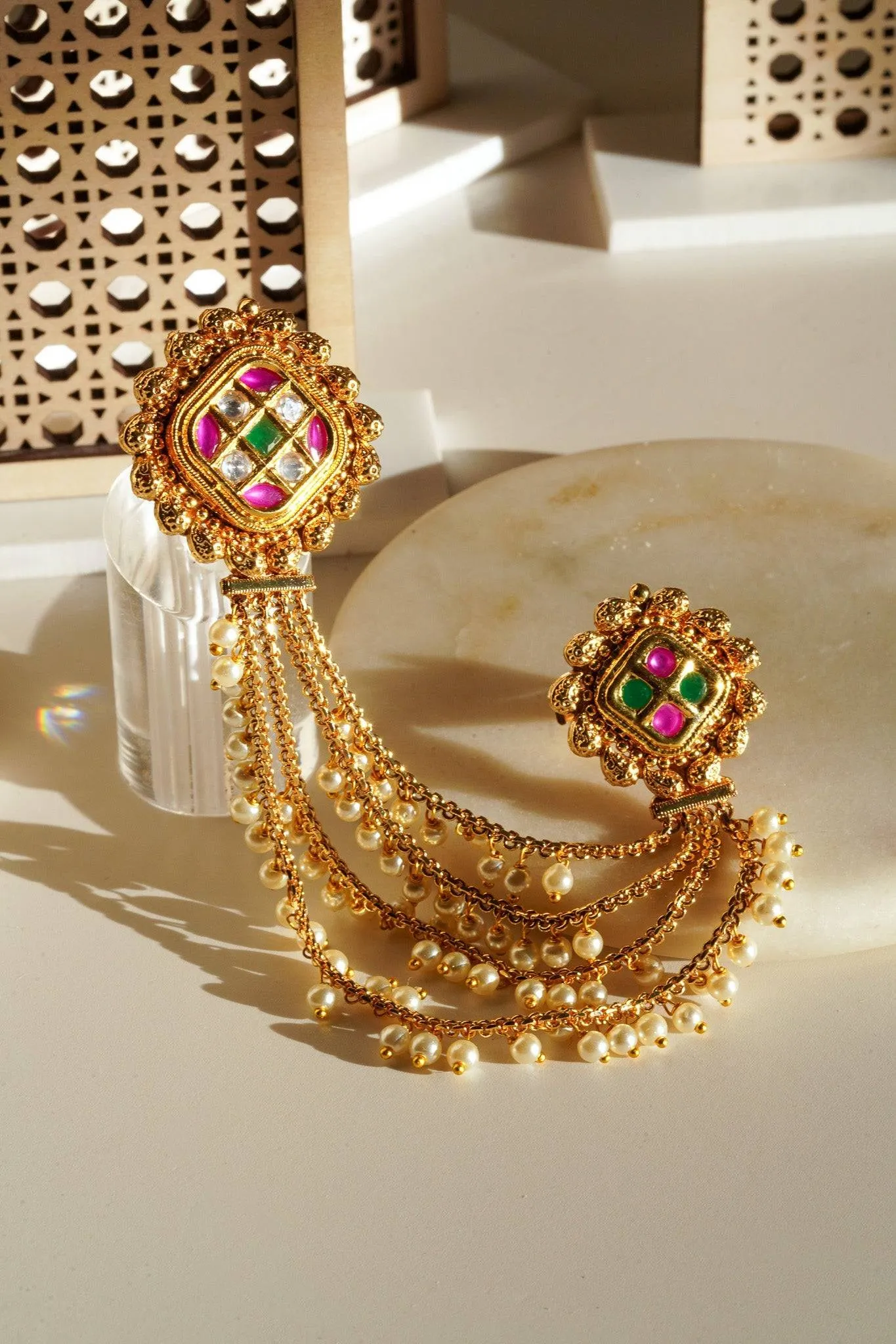 Renu- Chain Linked Double Kundan Ring