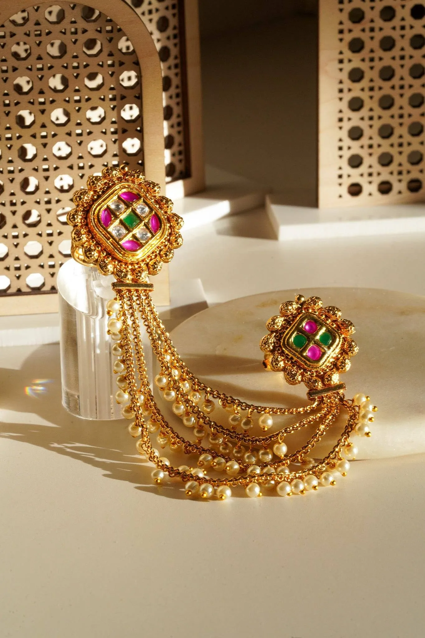 Renu- Chain Linked Double Kundan Ring