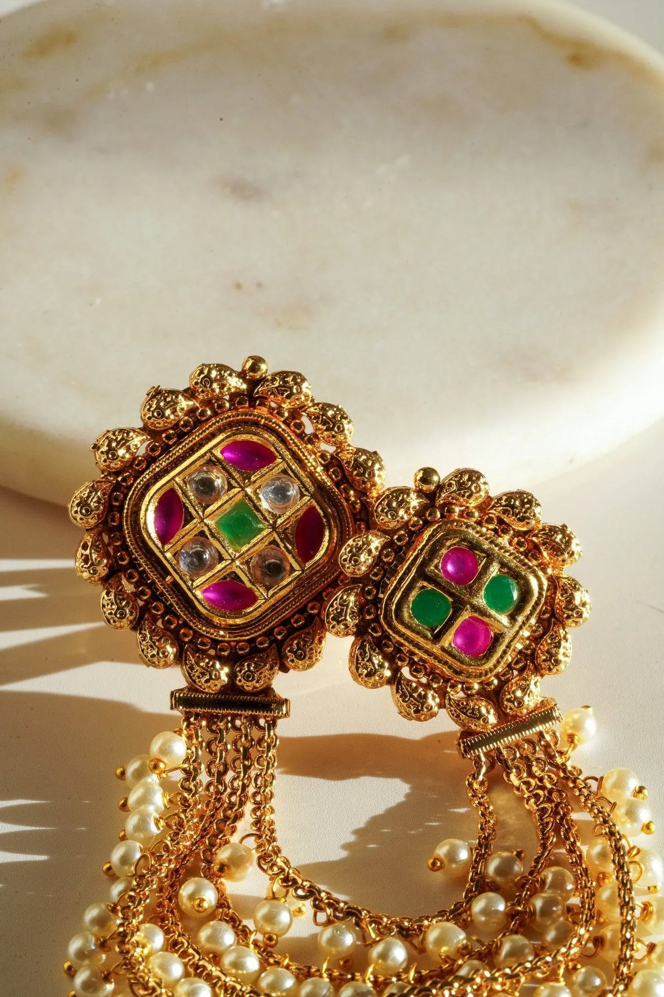 Renu- Chain Linked Double Kundan Ring