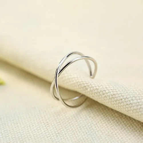 Retro Minimalist Silver Color Open Rings For Women Personality Feather